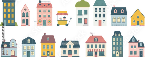 Colorful Cartoon Houses and Buildings Collection home