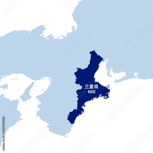 イラスト素材日本地図：三重県,関西地方,近畿地方,都道府県