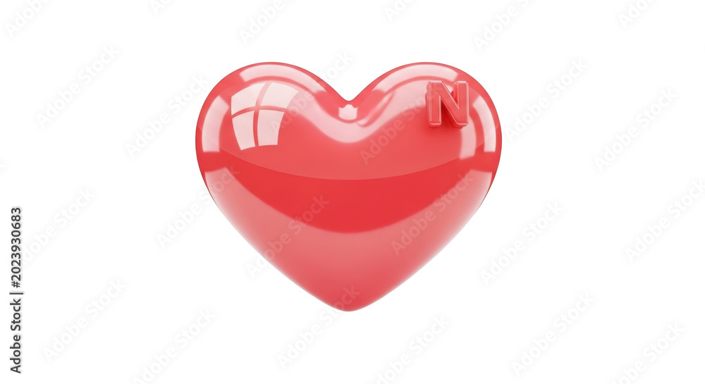 Fototapeta premium Glossy red heart with Netflix logo