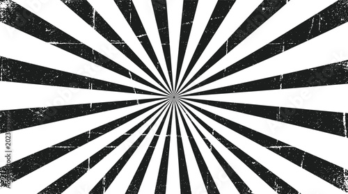 Dramatic sun rays burst black and white radial graphic design element