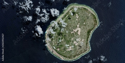 Nauru Island Satellite View Overhead Pacific Ocean