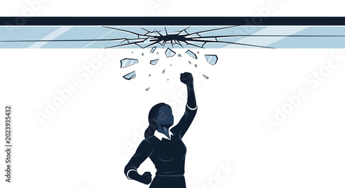 Foto Businesswoman Breaking Glass Ceiling Concept