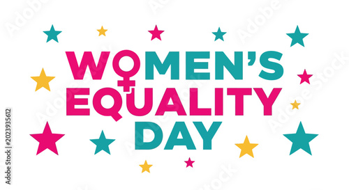 Bild auf Leinwand Womens Equality Day Graphic Design with Colorful Stars