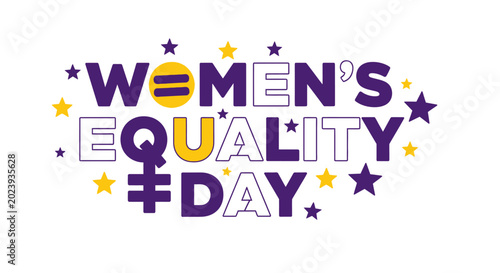 Tableau sur toile Women's Equality Day Text Design with Stars