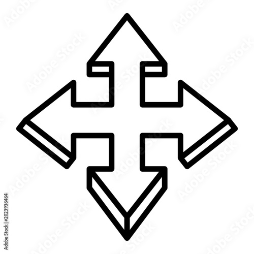 Foto Four Direction Arrow doodle outline
