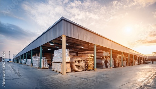 warehouse industrial premises for storing material warehouse of building materials in industiral store concept logistics transport