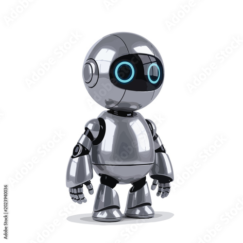 Robot Mascot Standing with Friendly Glow
