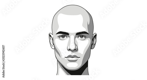 Foto Bald Man Face Closeup Portrait.