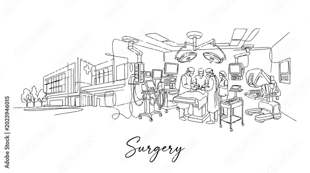 Obraz premium Advanced surgical operating room with medical equipment and healthcare professionals in a hospital setting