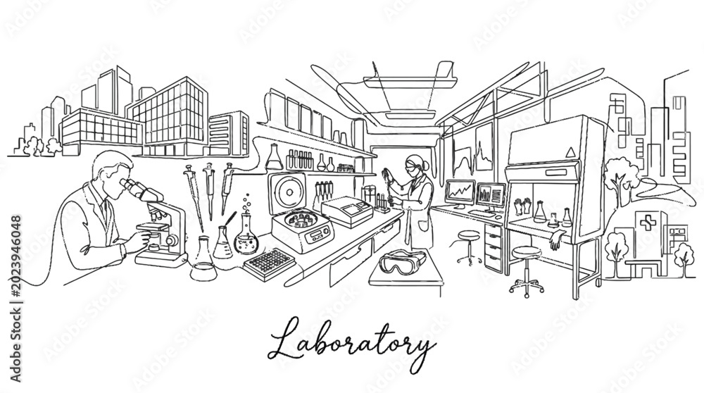 Naklejka premium Modern scientific laboratory equipped with advanced instruments and research facilities for innovative experiments in a city