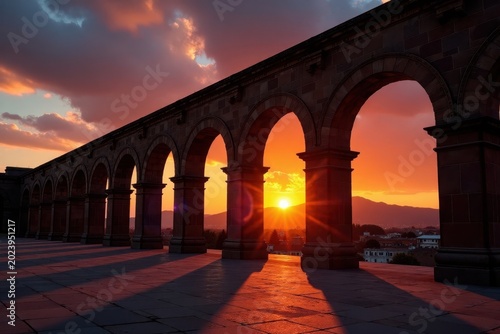 Arches of the Cathedral of Arequipa at sunset, arches, arequipa