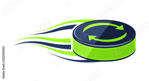 Photography Hockey Puck with Speed Lines and Arrows - Sports Icon