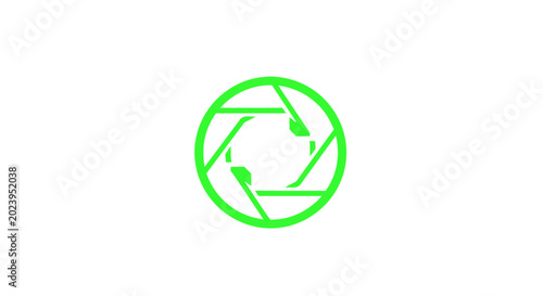 Abstract green aperture symbol on white background