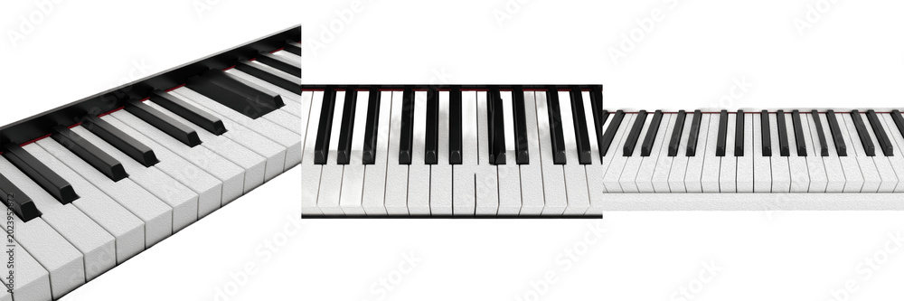 Fototapeta premium Set of Piano Keyboard Keys with Black and White Design with Isolated on White Background, PNG