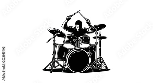 Slika na platnu Drummer Playing Drum Set