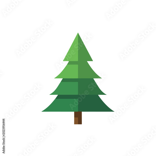 Layered Geometric Pine Tree with Brown Bark