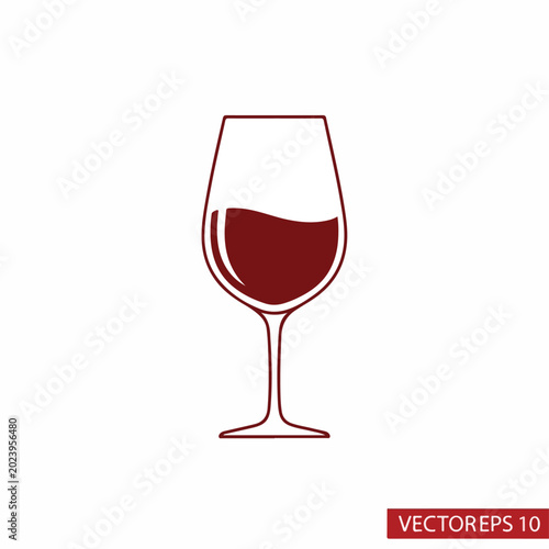 Wine glass with red wine on white background