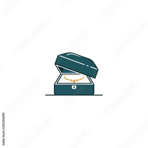 Open Jewelry Ring Box with Necklace Display