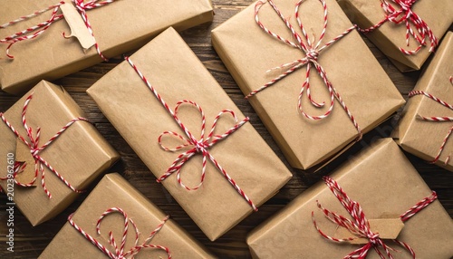 Wrapped Gifts with Twine and Tags.