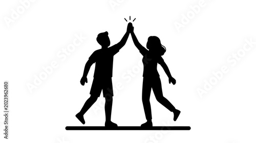 Photography Silhouette of a man and woman giving a high five.