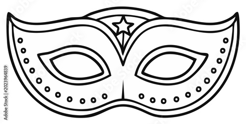 Stylized Venetian Masquerade Mask with Star and Dots Outline