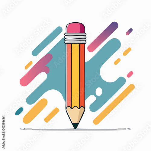 Stylized Pencil with Abstract Colorful Background