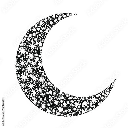 Crescent Moon Shape Formed by Stars.