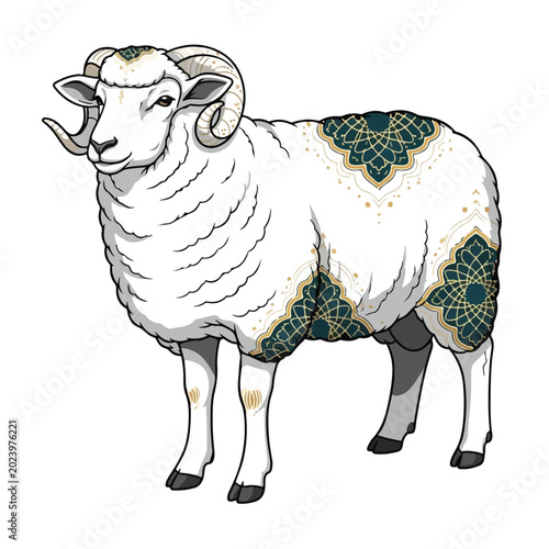 Decorative Sheep with Ornate Patterns.