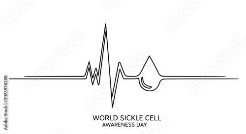 Photos Sickle Cell Awareness Day Heartbeat Line Art Drop Medical Health Symbol