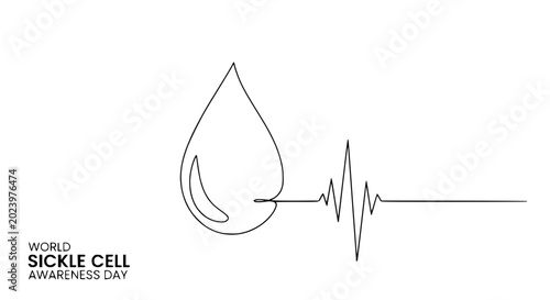 Photos Sickle Cell Awareness Day: Blood drop and EKG heartbeat line graphic
