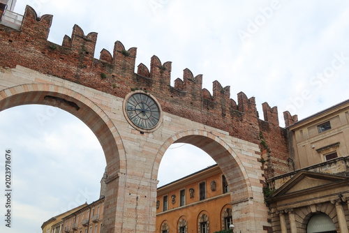 Historic Clock Tower Gate in Verona, Italy, May 19, 2026