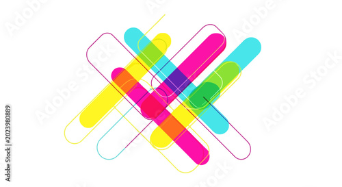 Abstract colorful overlapping shapes creating a dynamic and modern design.