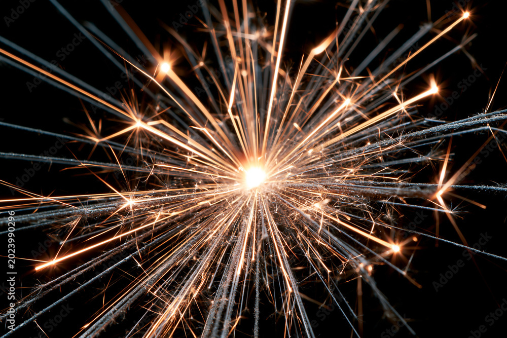 Fototapeta premium Sparkler Fireworks Celebration: Illuminate Your Festive Night with Vibrant Pyrotechnic Magic