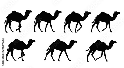 Schilderij op canvas Camel Silhouette Sequence