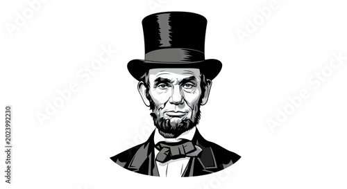 Obraz na płótnie Abraham Lincoln Illustration - Top Hat Portrait