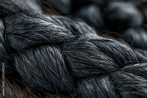 Black Shiny Braid Close-Up: Texture & Detail in Modern Hair Fashion