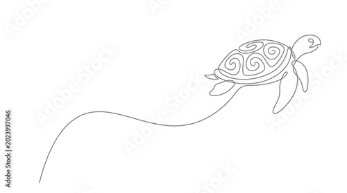 turtle swimming line art