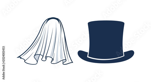 Ghostly Veil and Top Hat Icon Duo
