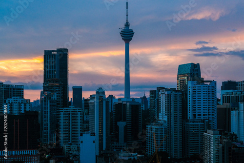 Canvas Print Bukit Bintang cityscape featuring the iconic Kuala Lumpur Tower rising prominent