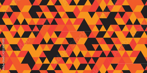 Orange and black triangle pattern background. Triangle pattern background. Triangle background. Seamless pattern.