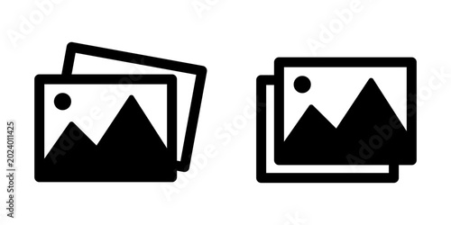 Multiple Images Gallery Icon Set with Sharp and Rounded Corners Vector