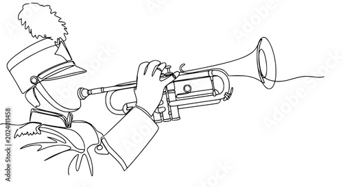 Foto Musician Playing Trumpet in One Line Art Style