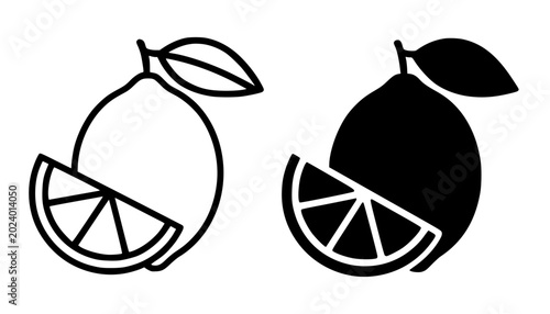 Schilderij op canvas Lime minimalist icon in outline and silhouette design