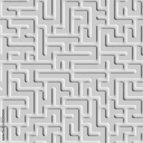 Billede på lærred Seamless pattern, abstract maze embossed 3D stylization, geometric ornament, gre