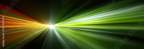 Dynamic abstract speed line explosion with vibrant red yellow and green streaks on a dark background creating a high energy sense of motion and power.
