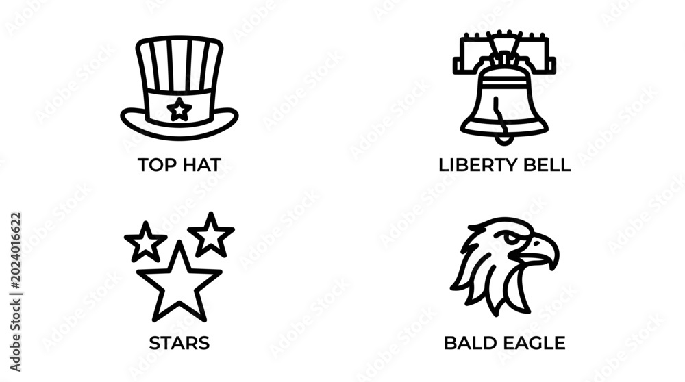 Fototapeta premium American patriotic symbols icons