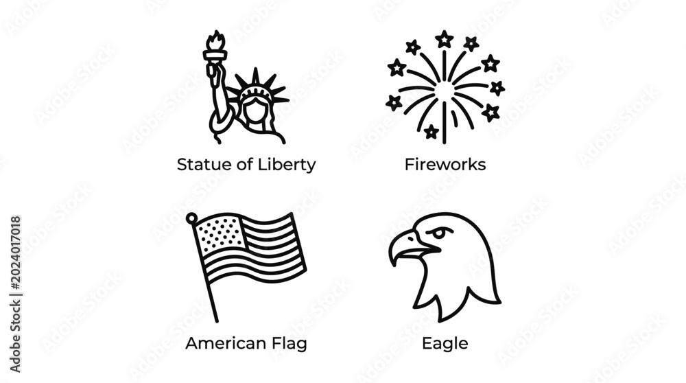 Fototapeta premium American patriotic symbols set