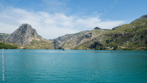 Canvas Print Panoramic Landscape view on green canyon Antalya Turkey with turquoise water mountain cliffs and green forest