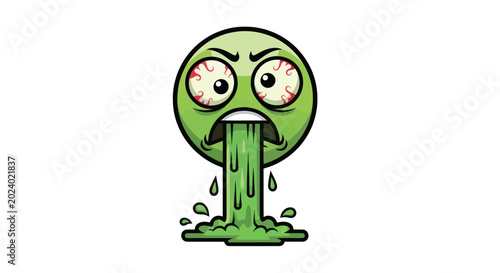 Tableau sur toile Green Emoticon Vomiting Liquid