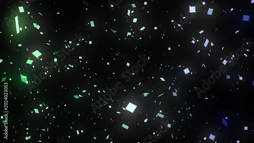 Falling glowing hearts in dark blue night sky space, magical Christmas particle snow animation, sparkling light energy motion 4K gradient special effects fantasy background video material
